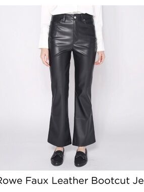 Faux Leather Bootcut Pants in Black (Obsidian)